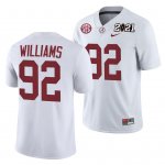 Men's Alabama Crimson Tide #92 Quinnen Williams 2021 Rose Bowl Champions White NCAA Playoff Away College Football Jersey 2403TLNZ2